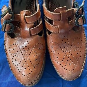 Dexter Brown Leather Buckle Mary Jane Shoes For Women Size 6.5